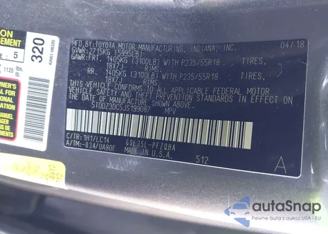 2018 Toyota Sienna Xle Premium 7 Passenger z USA, uszkodzony, nr VIN 5TDDZ3DC5JS199087